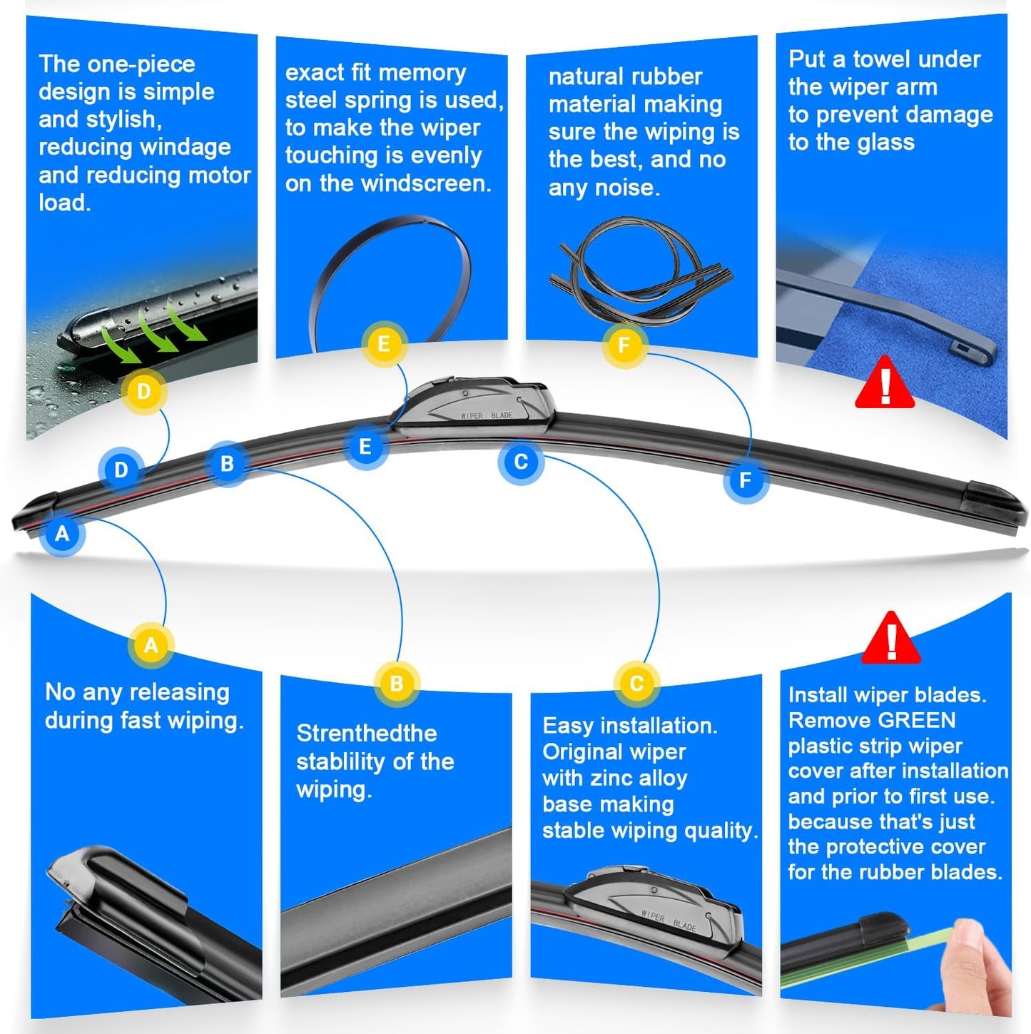 Windshield Wiper Blade Set Replacement for 2005-2022 Honda Odyssey Original Equipment Replacement Front Rear Wiper Blades-26"/22"/16" (Set of 3) U/J Hook