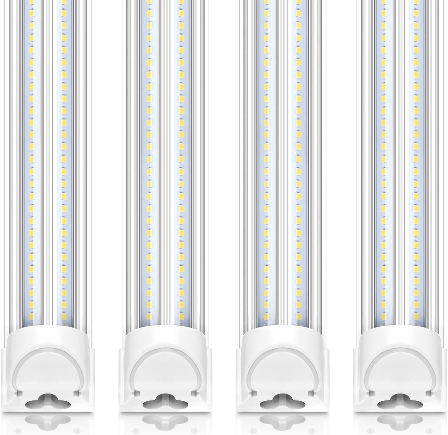 Barrina 8FT LED Shop Light, 100W 15000LM 5000K, Clear Cover Linkable LED Tube Lights, V Shape Integrated T8 LED Lighting, LED Light Fixtures for Garage, Warehouse, Workshop, ETL Listed, 4 Pack