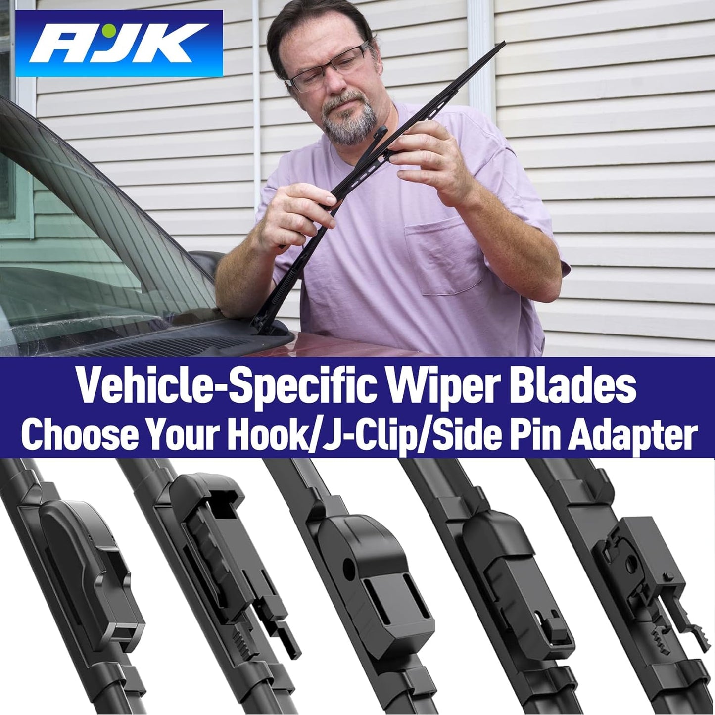 AJK Wiper Blades for Lincoln MKS 2009-2016, for Toyota Avalon 2005-2012, for Ford Taurus 2011-2018, 2 Piece All Weather OEM Quality Automotive Replacement Windshield Wiper Blades for My Car