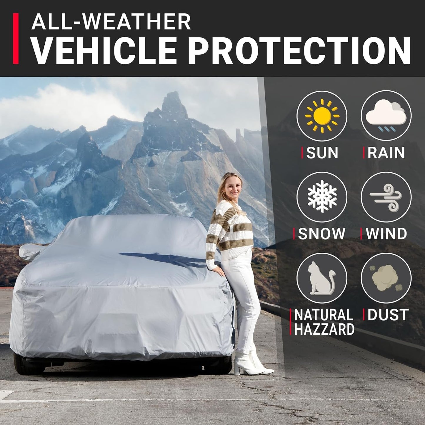 iCarCover Fits: [Pontiac GTO] 2004-2006 Premium Full Car Cover Waterproof All Weather Resistant Custom Outdoor Indoor Sun Snow Storm Protection Form-Fit Padded Cover with Straps