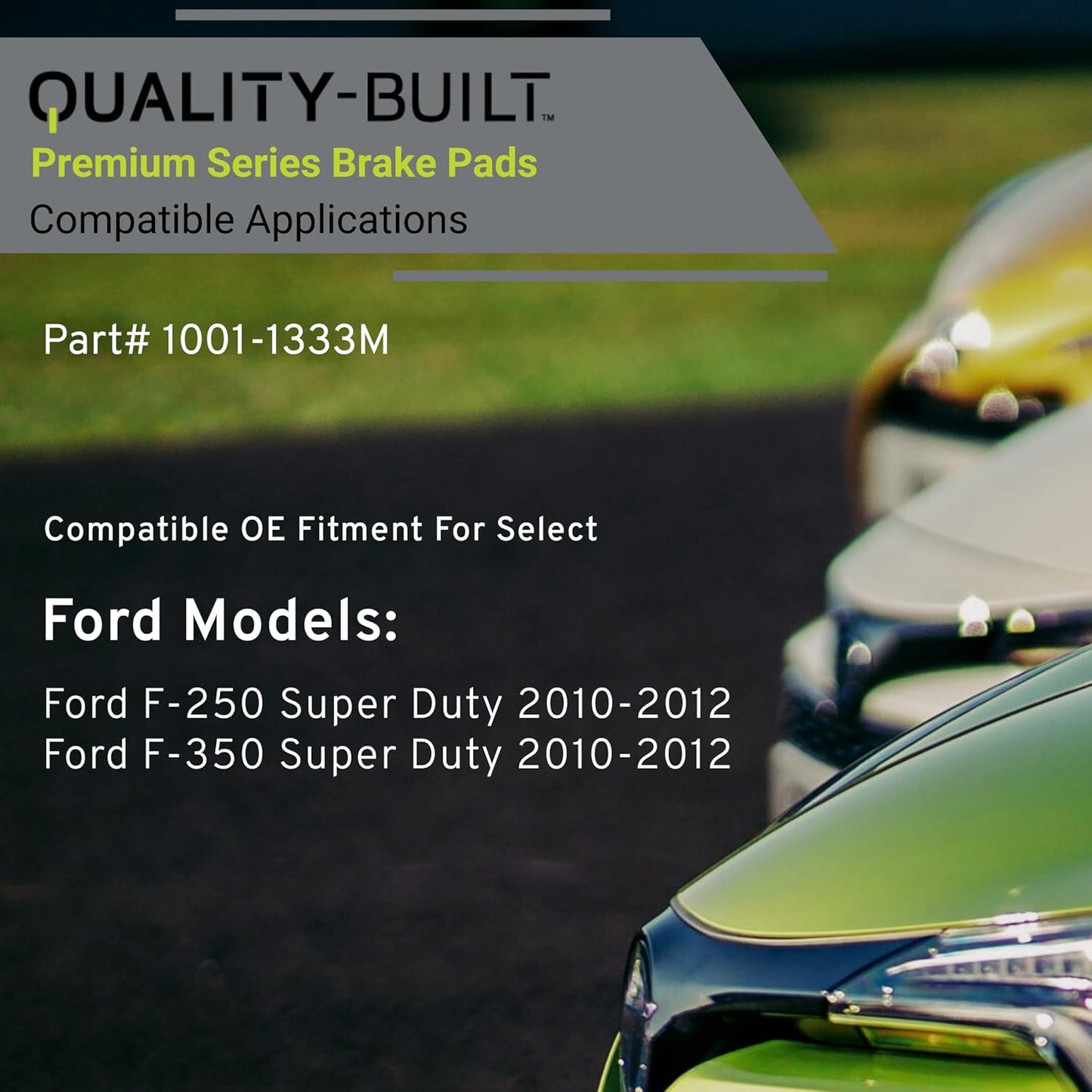 Premium Semi-Metallic Front Brake Pads (1001-1333M) Compatible with Ford F-250 Super Duty 2010-2012, Ford F-350 Super Duty 2010-2012