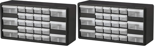 Akro-Mils 26-Drawer Plastic Drawer Storage Cabinet for Garage Organization, Bead Organizer, Building Bricks Storage, Teacher Toolbox, Makeup Organizer, 20-Inch W x 6-Inch D x 10-Inch H, 10126 Black