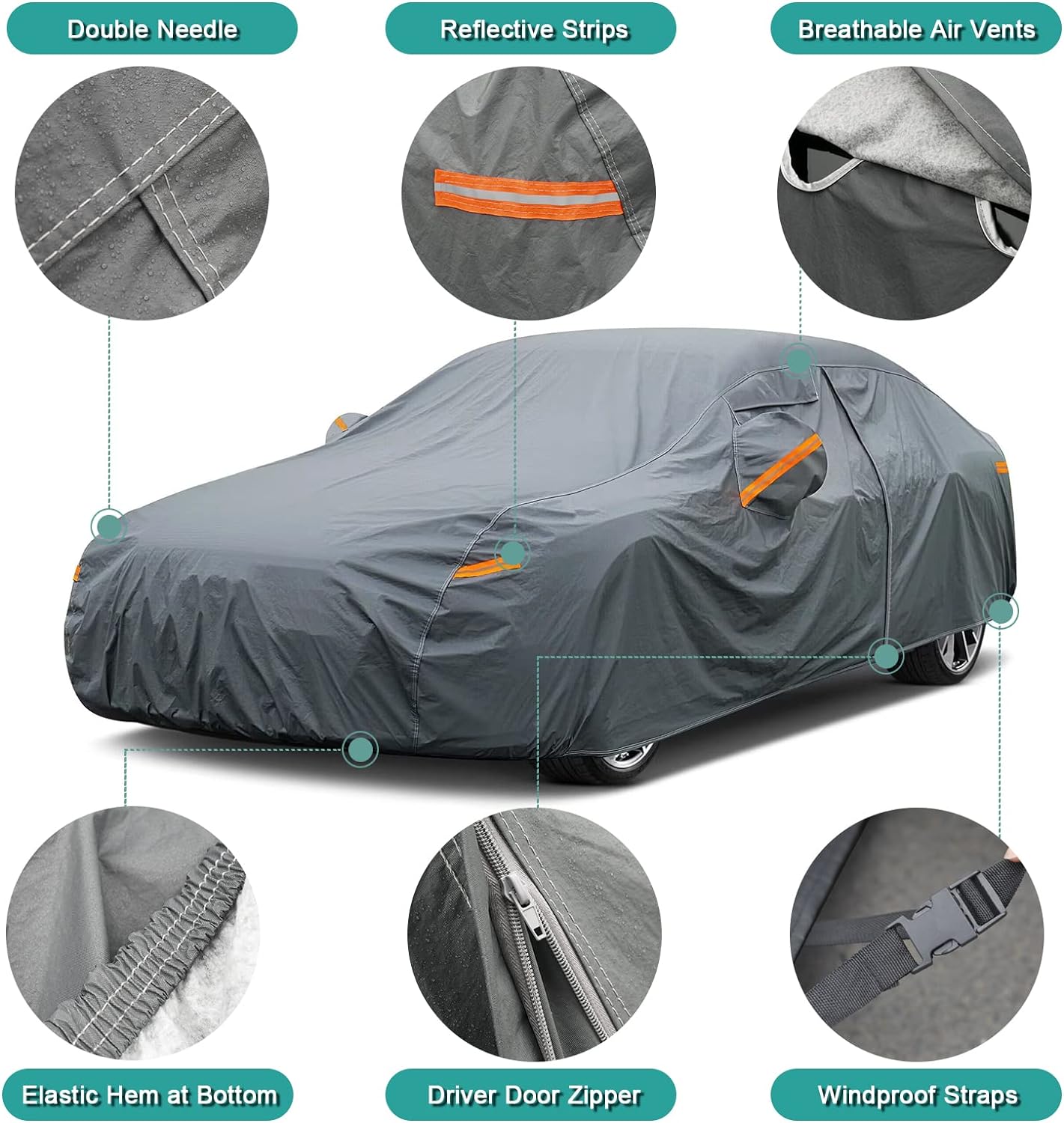 Premium Car Cover Custom Fit Porsche Macan (2014-2025), 16 Layers Heavy Duty Car Cover Waterproof All Weather with Zipper Door for Sun Rain Snow Dust Uv Protection