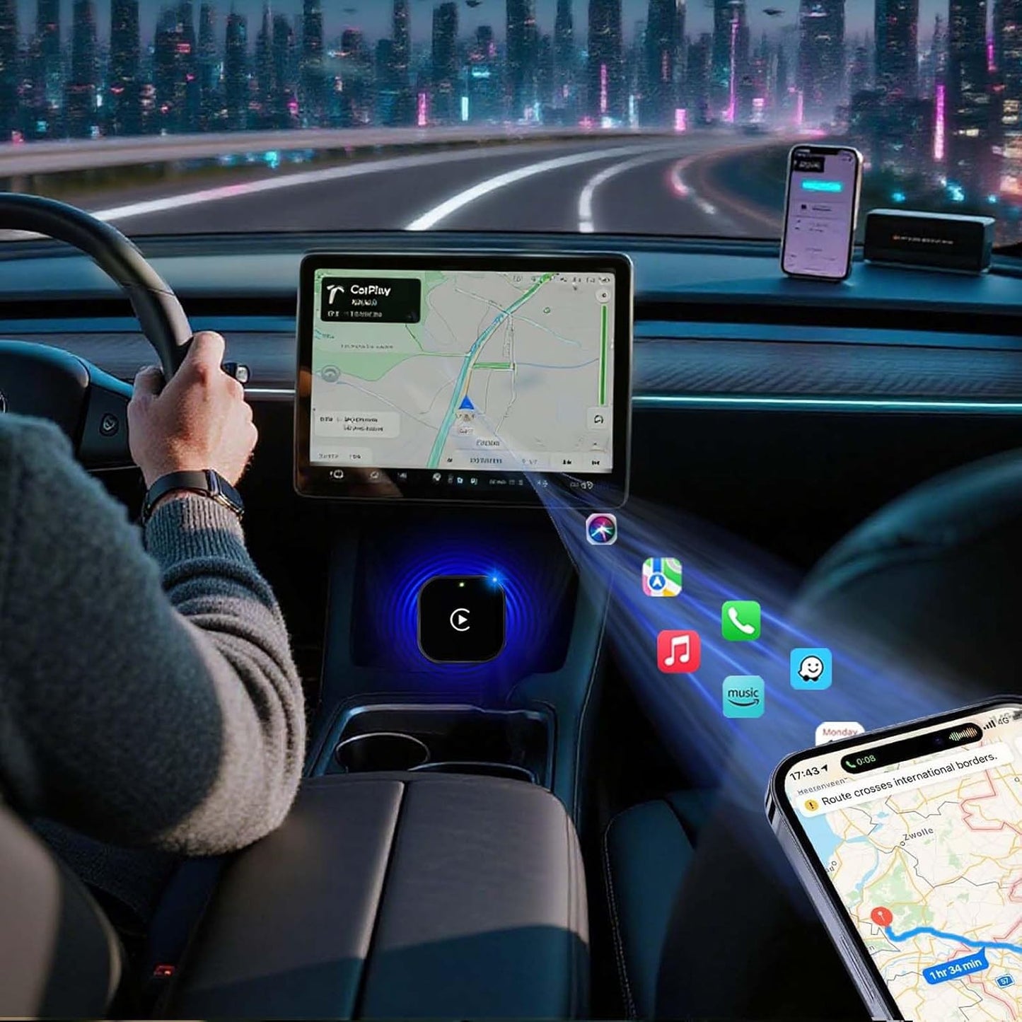 Wireless Adapter Convert Wired to Wireless for CarPlay＆Android Small Size, Plug and Play, Fast and Stable Connection