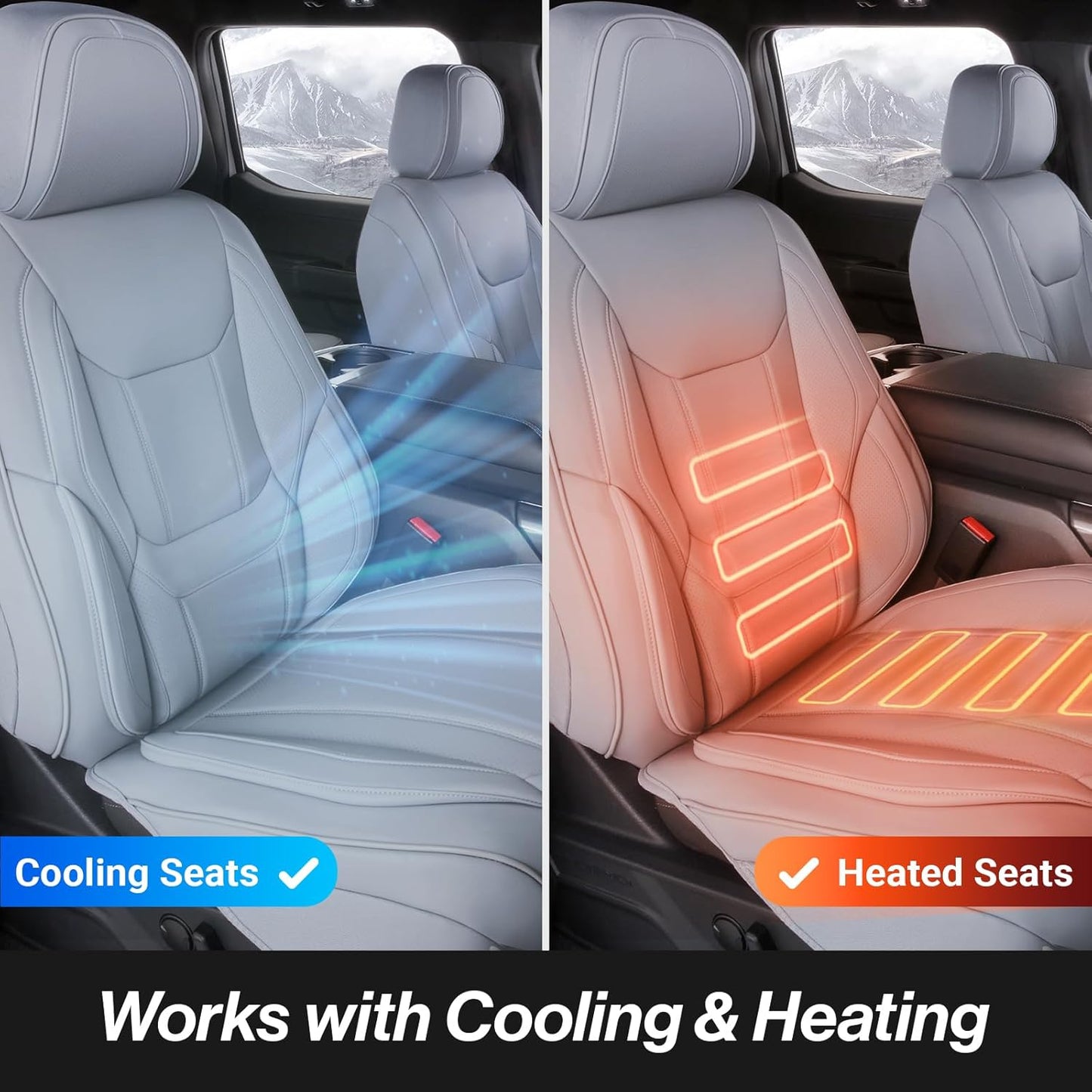 Coverland Custom Car Seat Covers Compatible with 2020-2025 Gladiator Crew Cab - Premium Leather Non-Slip Memory Foam Waterproof Custom Interior Protector Full Set-Gray [See Size Chart-Size X112]