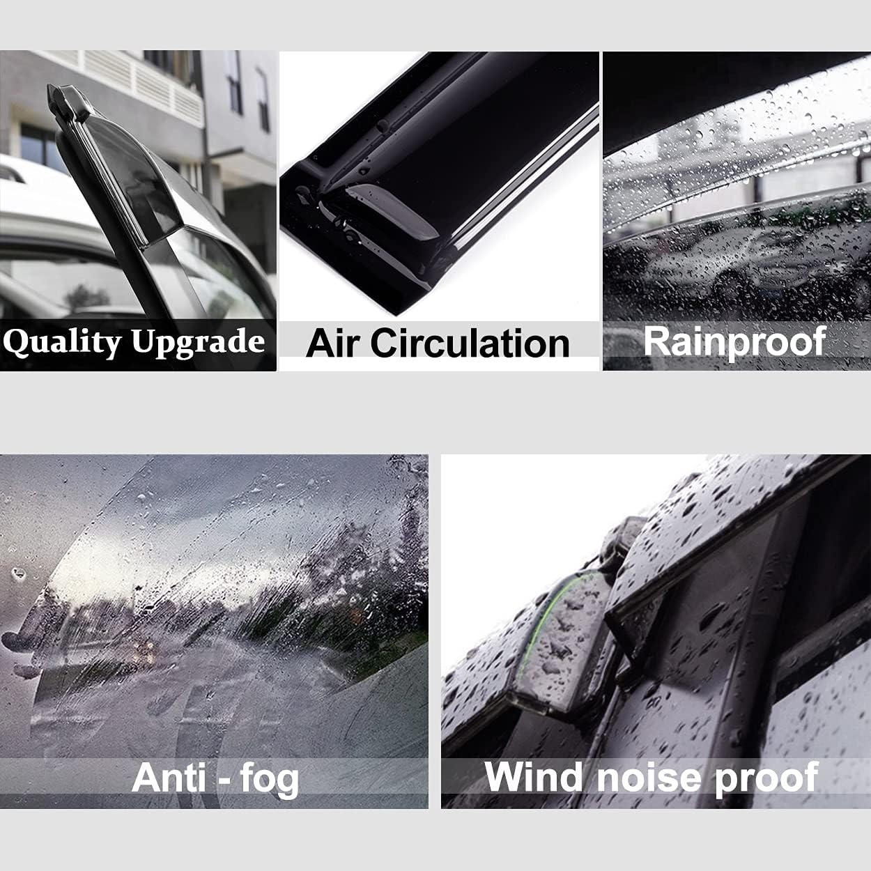 94948 Side Window Wind Deflector,4pcs Outside Mount Style Nice Sun Rain Guards Set,Dark Smoke Window Visor fit for 1995-2004 Toyota Tacoma Extended Cab