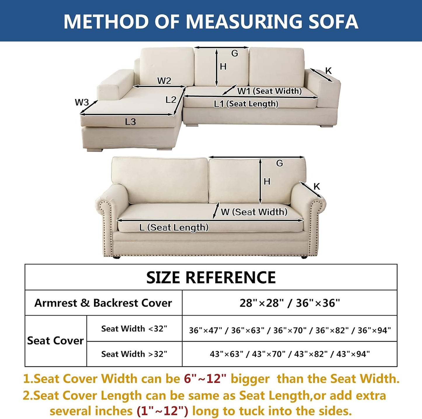 Eismodra Couch Cover,Sectional Couch Covers,Sofa Covers for 3 Cushion Couch,Anti-Slip Sofa Slipcovers for Dogs Cats Kids Loveseat Recliner L Shaped Armrest Backrest,Blue 36''x94''(Only 1 Piece)