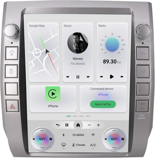 Android Car Radio Stereo for Toyota Tundra 2014-2020 with Wireless Carplay&Android Auto,12.1″ HD Touch Screen T-Style Head Unit 3+32G Car Multimedia Player Replacement WiFi,GPS,Bluetooth,SWC