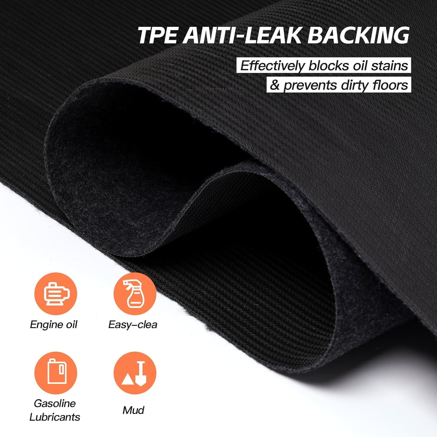 36"x60" Garage Floor Mat & Oil Spill Mat, Heavy Duty Under Car Mat for Garage & Driveway, Protects Against Oil, Chemicals & Stains with TPE Anti-Leak Backing, Reusable & Washable