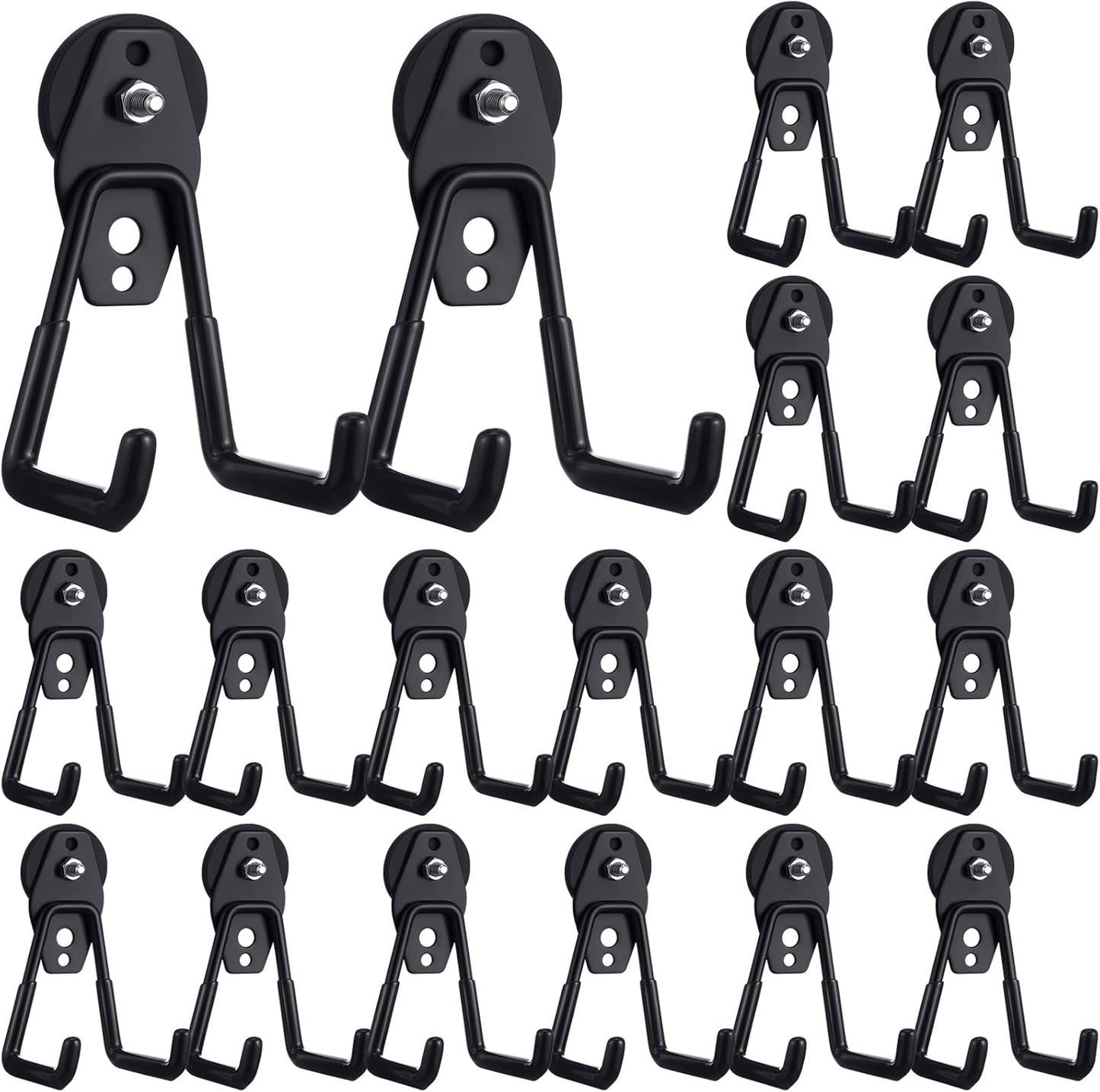 Landhoow Large Magnetic Hooks Heavy Duty Garage Magnet Hooks Strong Storage Utility Magnetic Hangers with Anti Slip Rubber Coating for Indoor and Outdoor Hanging(Black,18 Pcs)