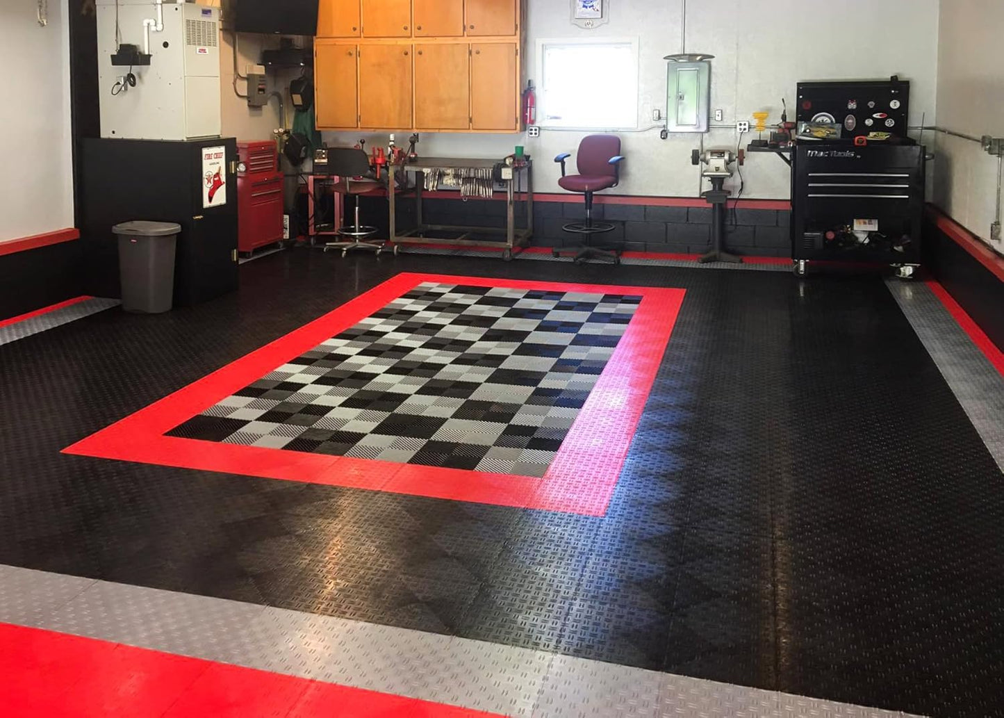 Big Floors GarageTrac Diamond, Interlocking Non-Slip Garage Flooring Tile, Durable, Modular, Heavy-Duty Copolymer, Easy Install (White, 24 Pack of 12 x 12" Tiles)