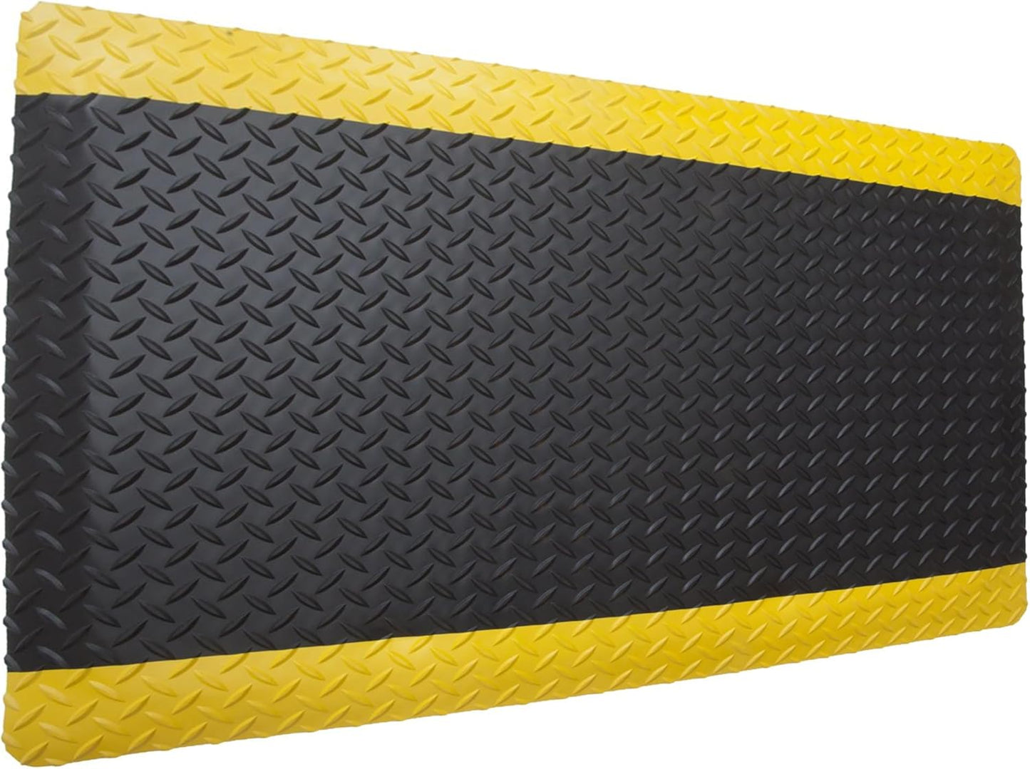Rhino Mats, American Classic Diamond Anti-Fatigue Mats, Industrial Ergonomic Comfort Standing Mat for Work, Home, Garage, Office, Kitchen or Anywhere (Black/Yellow 1" Thick, 2 FT. x 16 FT.)