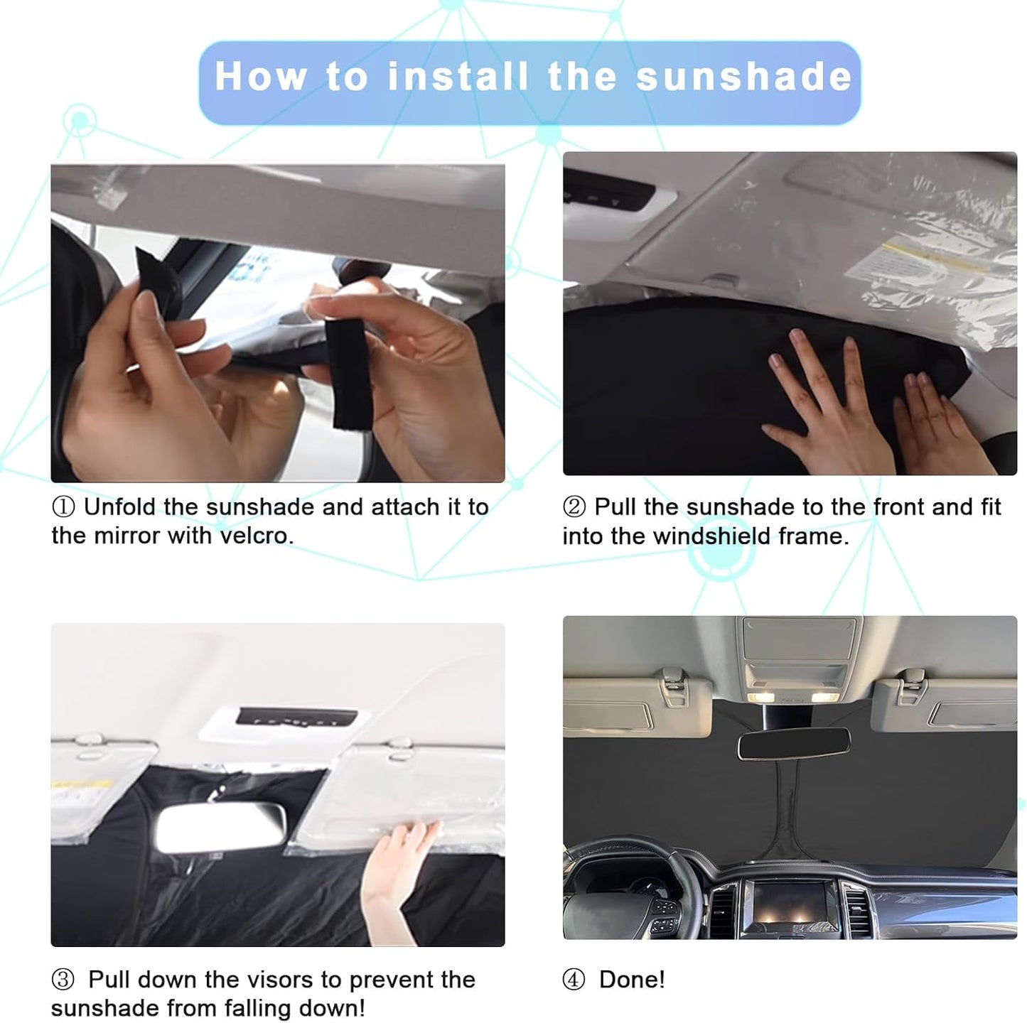 SXCY for 2017-2025 2026 Kia NIRO Windshield Sunshade for 2023-2026 Kia NIRO Accessories 2021-2024 2025 2026 NIRO EV Sunshade Foldable Sun Shield 2023-2025 2026 NIRO PHEV Sun Shade Block UV Rays