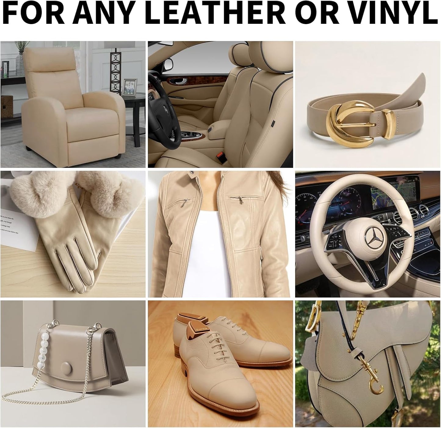 8.5oz Leather Recoloring Balm with 100ml Mink Oil,Beige Leather Repair kit for Furniture and Car Interior,Leather Couch Scratch Repair,Leather Dye Paint,Mink Oil for Leather