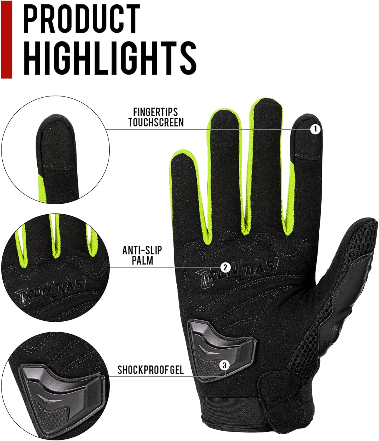 Motorcycle Gloves Touch Screen for Men Women Padding Hard Knuckle Cycling Motorbike ATV Hiking Riding Climbing Glove
