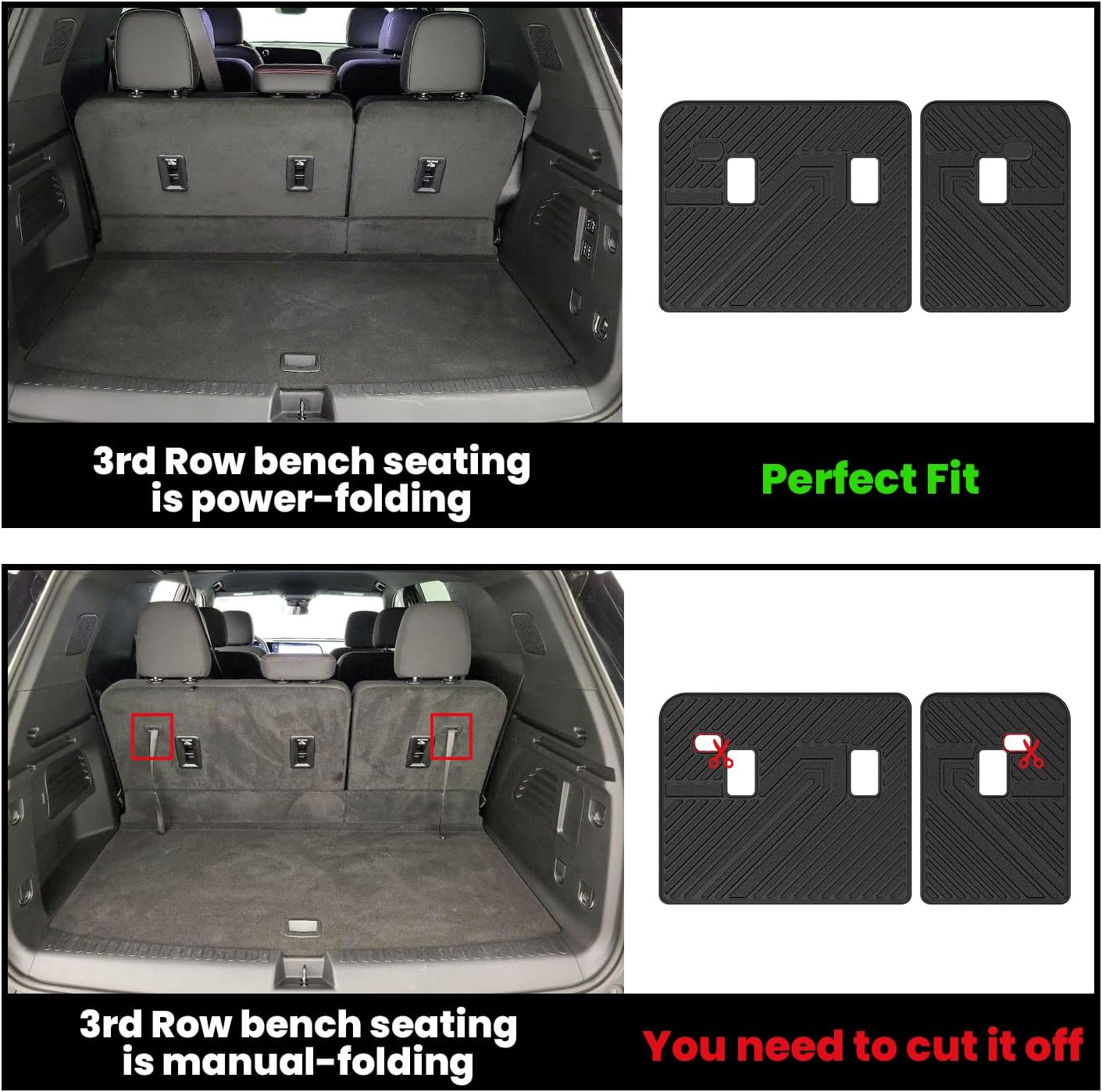 LASFIT Floor Mats & Cargo Liner with Backrest Mat for Chevy Traverse 2024-2026 (Only 7 Seats) & GMC Acadia 2024-2026 (Only 7 Seats) & Buick Enclave 2025-2026, All Weather TPE Custom Fit Floor Liners