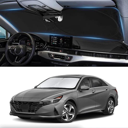 Custom Fit Sunshade for Elantra Windshield Sun Shade for 2021-2024 2025 2026 Hyundai Elantra Accessories Heat Insulation and Cooling Front Window Cover for Windshield for Elantra Interior Protection
