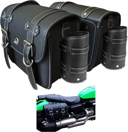 Motorcycle Saddlebags, Scooter Powersports Faux Leather Saddle Bags Motorcycles, Softail Universal Throw Over Sportster Saddlebags 12.2x5.12x9.84 inches