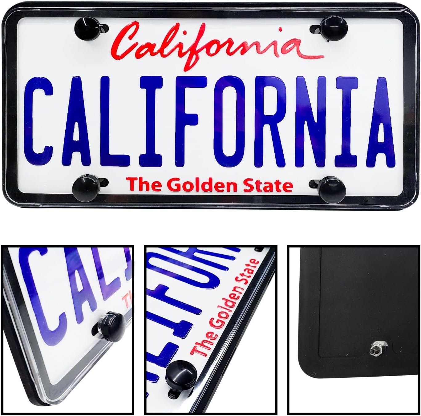 2 Pcs Silicone License Plate Frames with Polycarbonate Covers, Rust-Proof, Weather-Resistant, Easy Installation, Premium License Plate Protector for Cars with 2 Drainage Holes