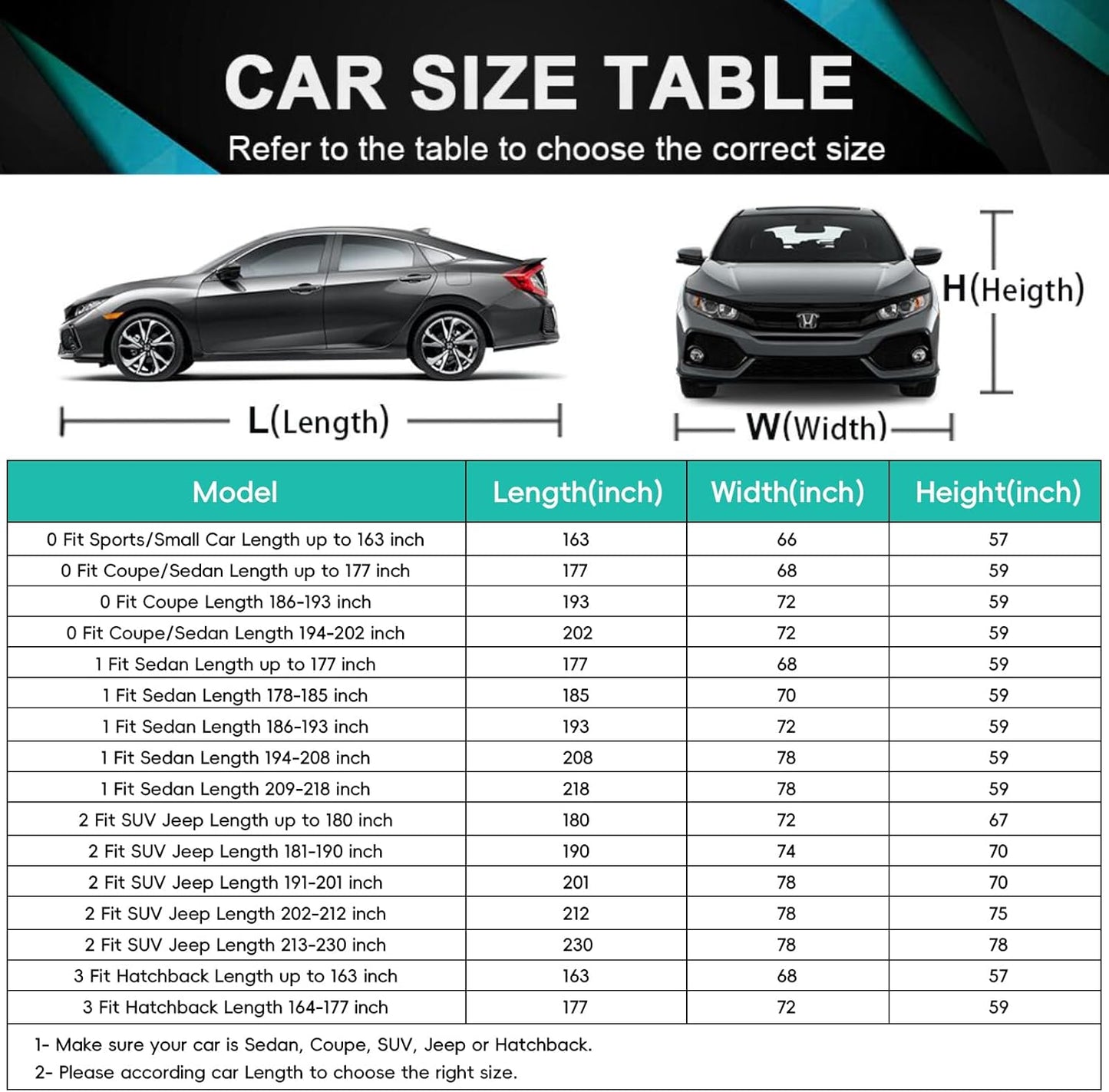 16 Layers Car Cover for Coupe Sports Sedan Waterproof All Weather, Universal Fit Audi TT, BMW Z4, Porsche 718 Boxster Cayman, Nissan Versa/240SX, Subaru BRZ, Mazda RX-8, Toyota Supra etc.