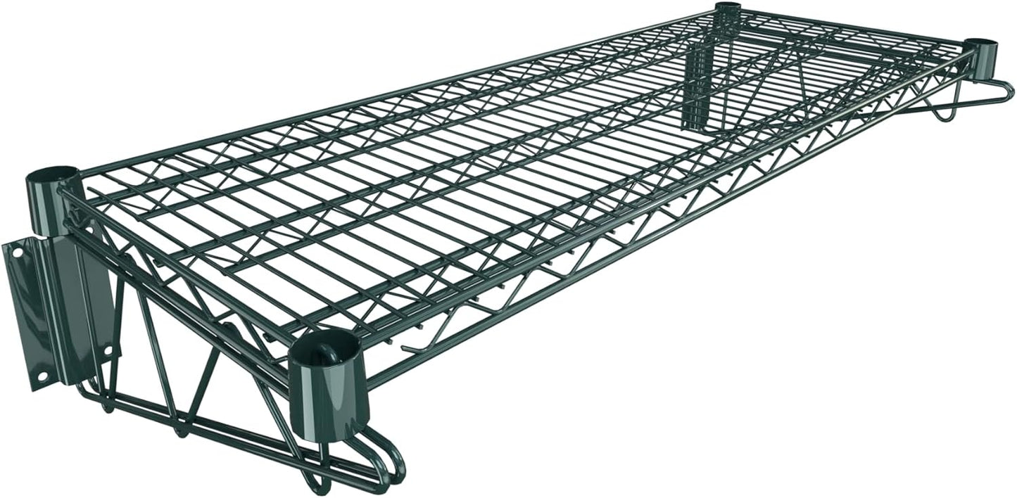 14" x 36" Green Epoxy Wire Wall Mount Shelf