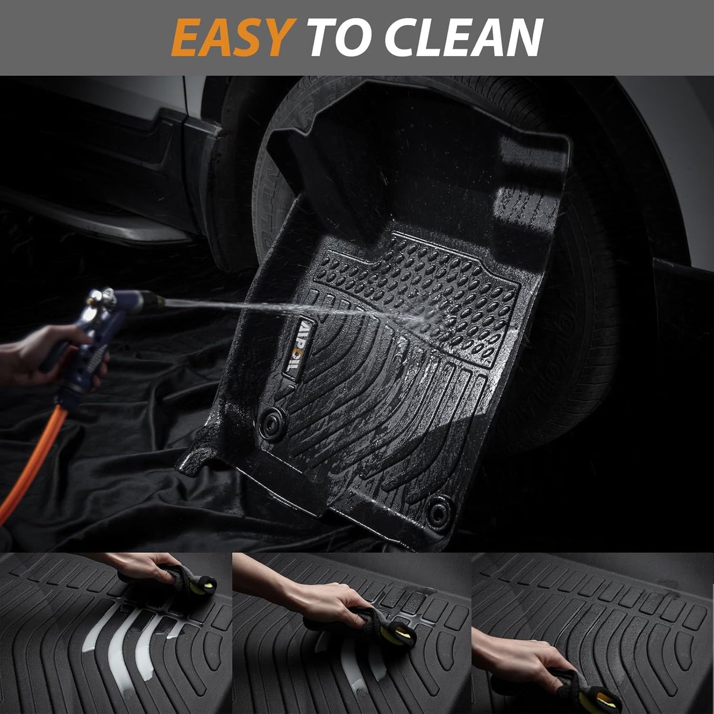 AIPOIL® Floor Mats & Cargo Liner Set for 2019-2025 Volvo S60 (Not for Recharge) All Weather Protection TPE Anti-Slip Automotive Full Set Custom Car Mats Accessories - Black