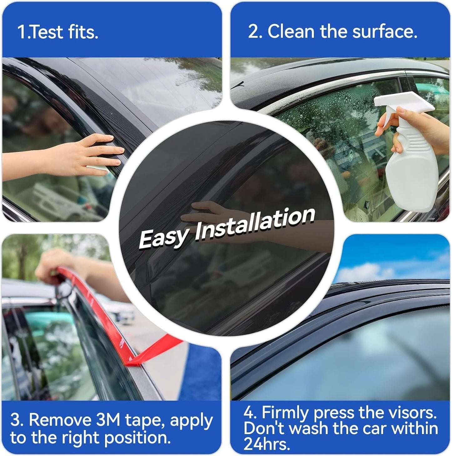 Window Visors Rain Guards for 2015-2024 Ford F150 SuperCab, Out-Channel Window Vent Wind Deflectors Visors Shades for 2017-2024 Ford F150 Raptor/ F250 /F350/ F450 Super Duty Extended Cab