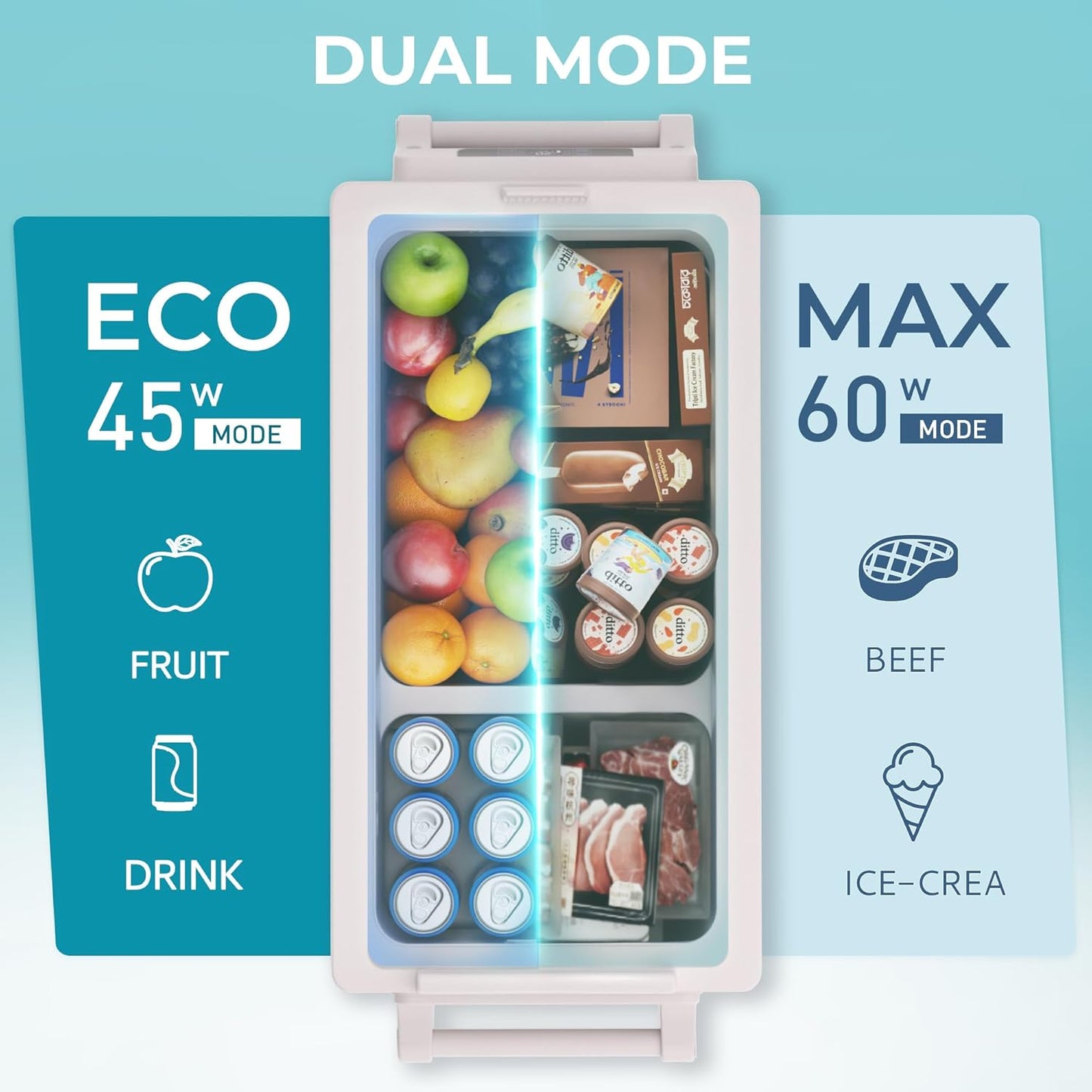 EUHOMY 12 Volt Refrigerator, 59QT(55L) Electric Cooler, 12V Fridge APP Control, 12V Cooler -4℉~68℉, Portable Freezer 12/24V DC 110-240V AC for Camping, Travel, Truck, Home