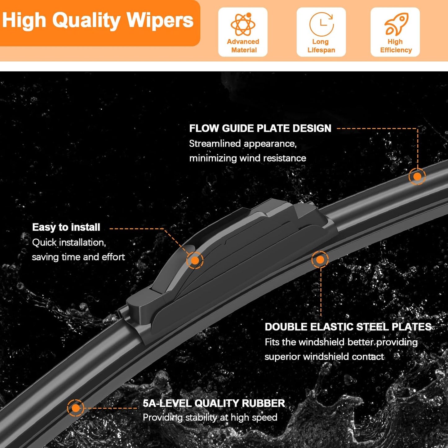 HULADAED® 26'' 17'' 14'' Windshield Wipers Replacement for Subaru Forester 2018-2012 Outback/Legacy 2019-2015,Silicone Front Rear Wiper blades for MY Car-All Weather & Quiet(3 PACK)