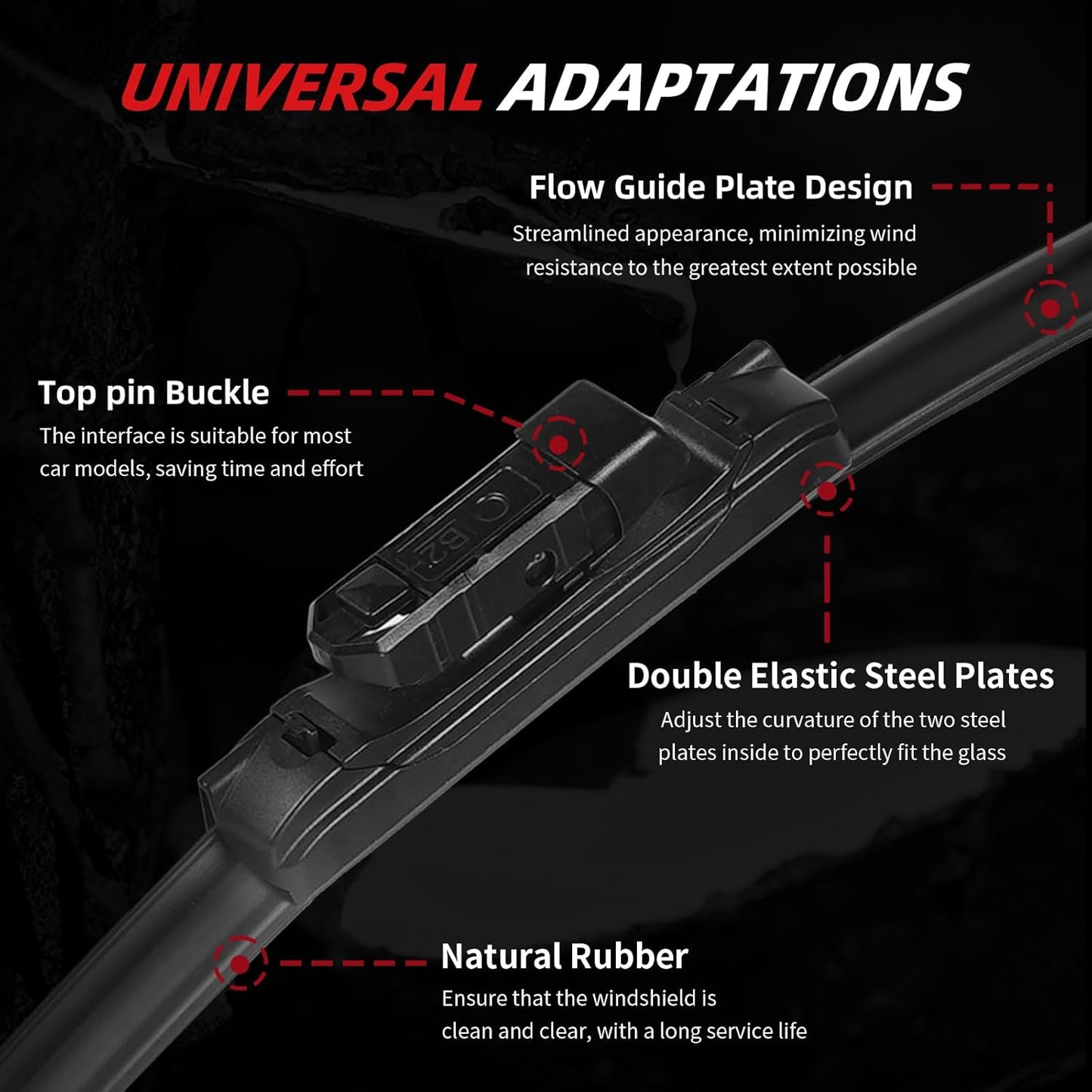 OTUAYAUTO Premium Windshield Wiper Blades - Replacement for Volkswagen VW Golf 15-21, E-Golf 15-20, GTI 15-21, All-Weather Performance, Front and Rear Wiper Blades, Top Lock - 26"+18"+11" (Pack of 3)