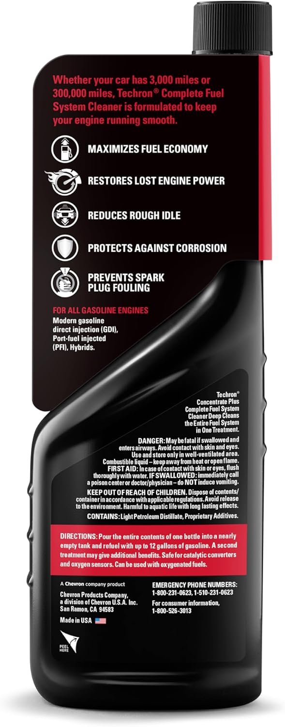 Chevron Techron Concentrate Plus Fuel System Cleaner, 12 oz, Pack of 1