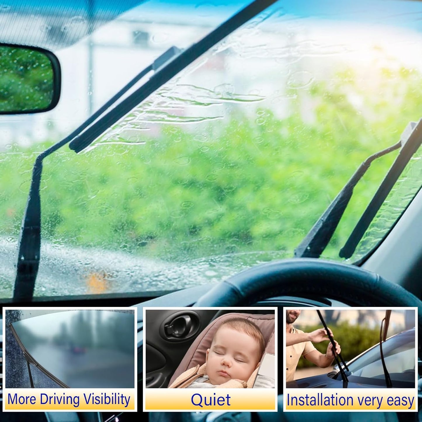 3 wipers Replacement for 2010-2014 Subaru Outback/2010-2014 Subaru Legacy, Windshield Wiper Blades Original Equipment Replacement - 26"/19"/14" (Set of 3) U/J HOOK