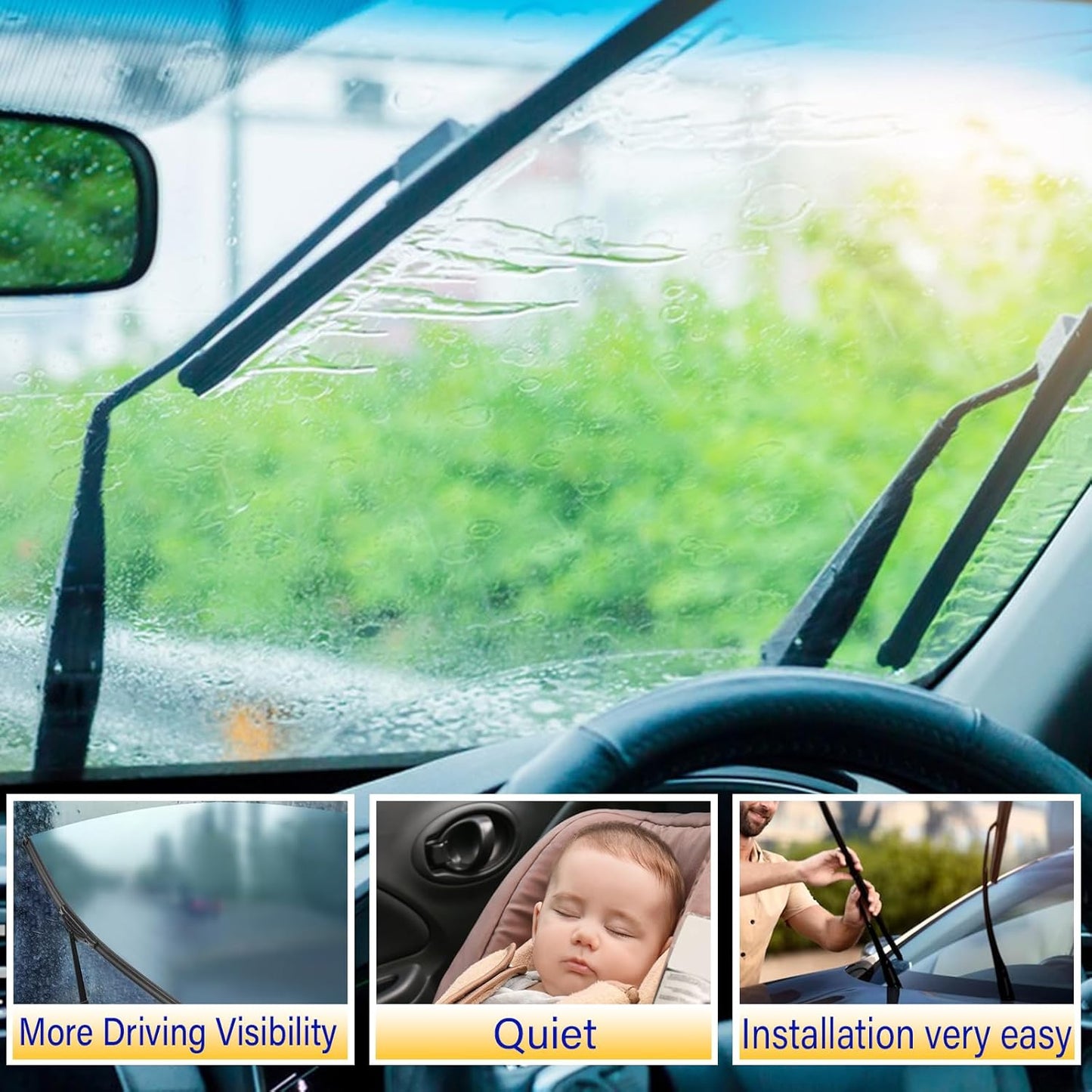 3 wipers Replacement for 2020-2023 Ford Escape, Windshield Wiper Blades Original Equipment Replacement - 24"/20"/11" (Set of 3) Pinch Tap