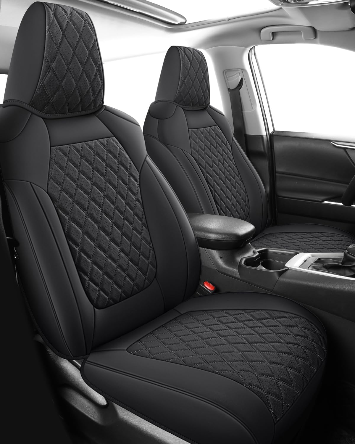 MIROZO Rav4 Seat Covers Full Set,Waterproof Car Seat Covers Faux Leather Seat Covers Compatible with 2019-2025 Toyota RAV4 Hybrid LE XLE Limited Automotive Seat Cover Car Accessories