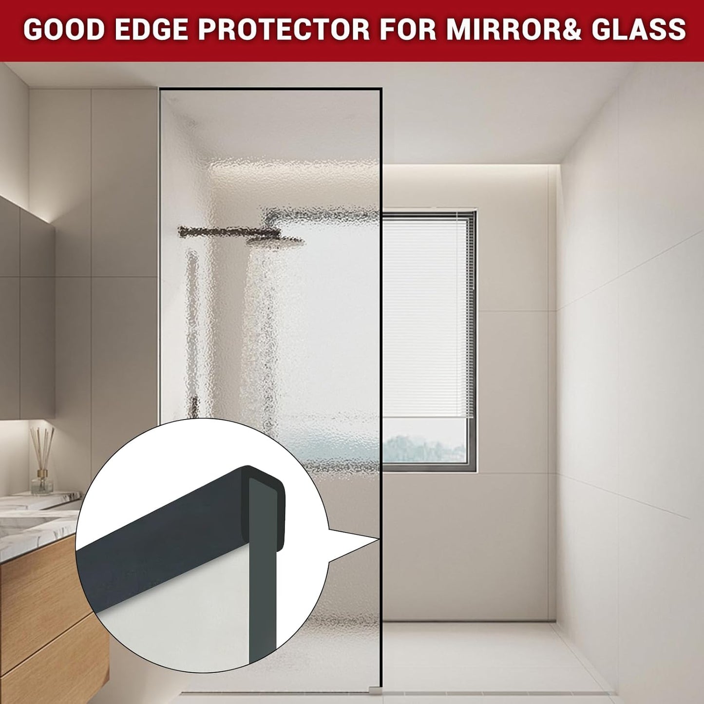 Rubber Edge Trim, 3/8" Self Adhesive Flexible U Channel Edge Protecter for Plywood, Tables, Desks, Cabinets, Counter Top, Wide U Shaped Edge Trim, Edge Banding, Black Color, 20Ft