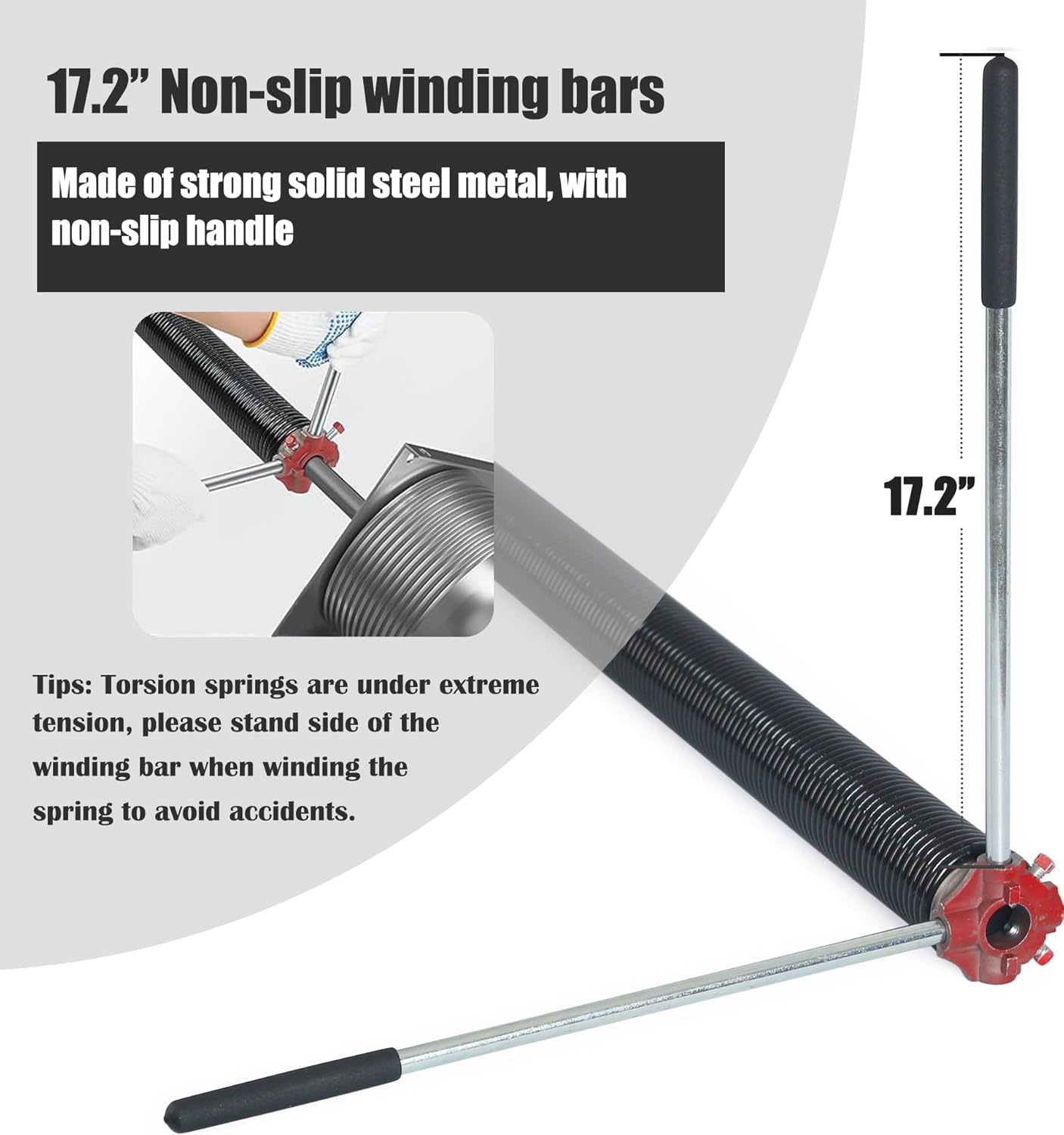 Garage Door Torsion Spring Set, Pair of 2" Electrophoresis Coated Garage Door Spring Replacement with 2 Non-Slip Winding Bars and Bearing, Minimum 16000 Cycles (.243x2x27)