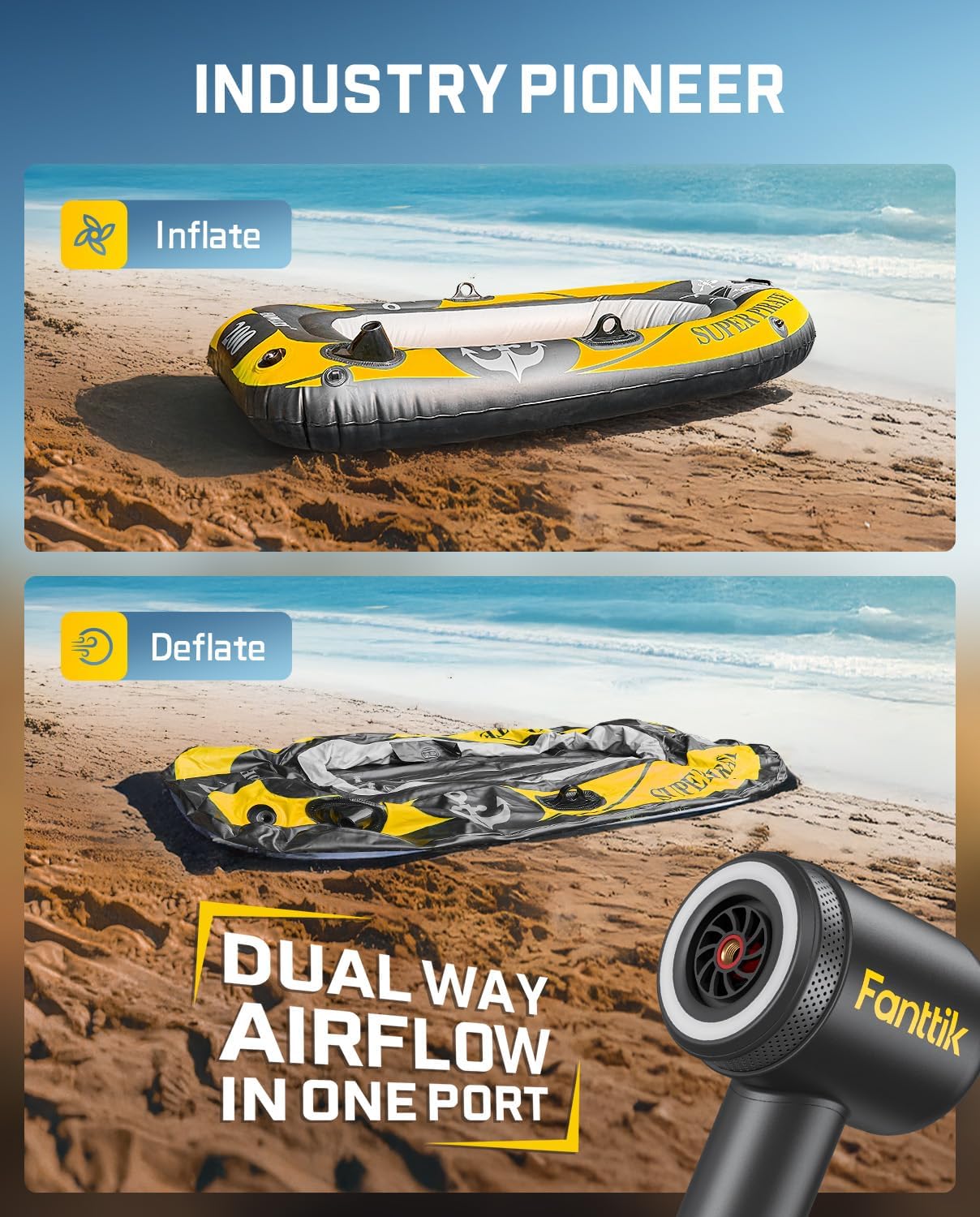 Fanttik X9 Classic Tire Inflator Portable Air Compressor with Light and Power Bank, 150PSI Cordless Air Pump for Car, Motorcycle, Bike, Ball, Air Mattress, Kayak, Swimming Ring