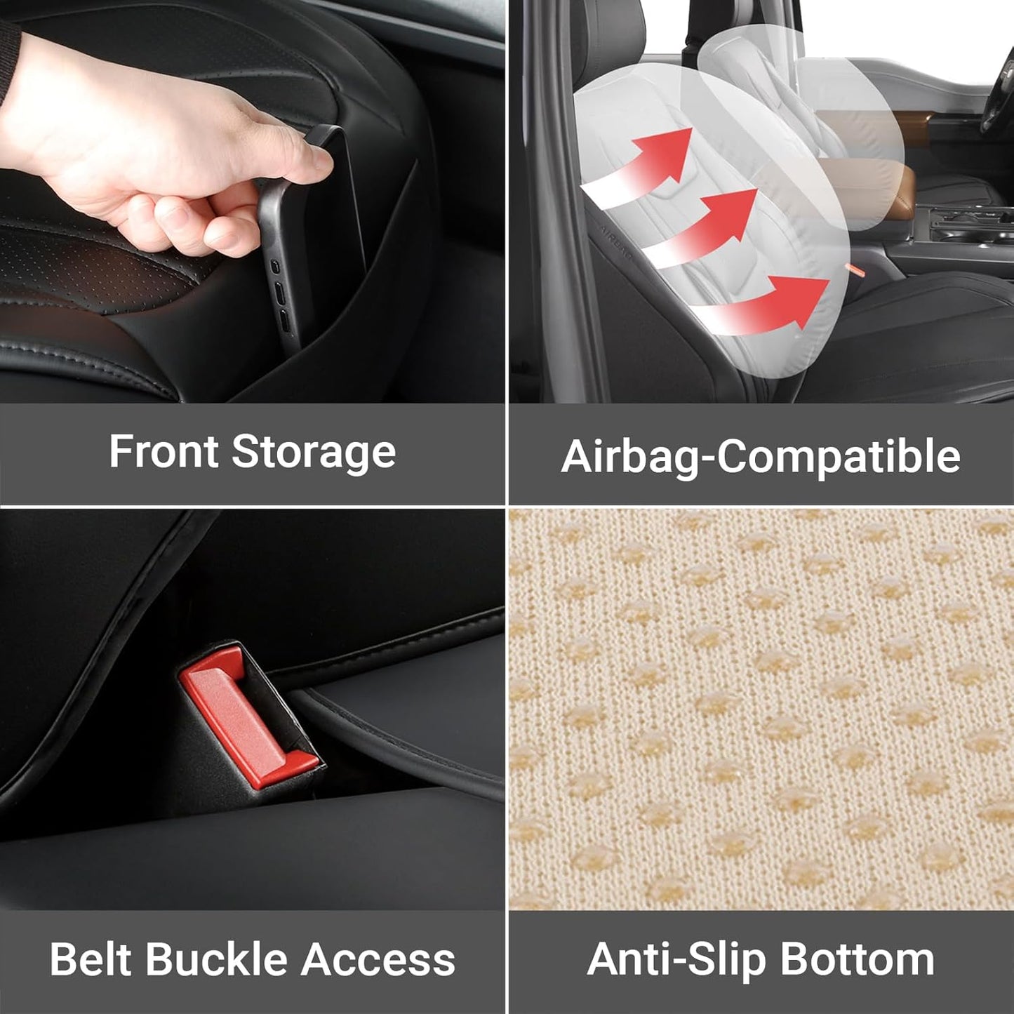 Coverland Custom Car Seat Covers Compatible with Silverado 2500HD, Ram 3500 - Premium Leather Non-Slip Memory Foam Waterproof Custom Interior Protector Full Set-Black [See Size Chart-Size X138]