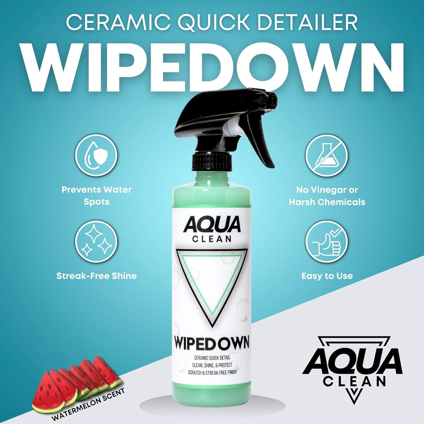 WIPEDOWN 3-in-1 Ceramic Waterless Wash & Quick Detailer | Boat Cleaner | Marine UV Protection, Long-Lasting, High-Gloss | Boats, RVs, Cars | Extend Wax, Coatings, & Sealants | Made in USA