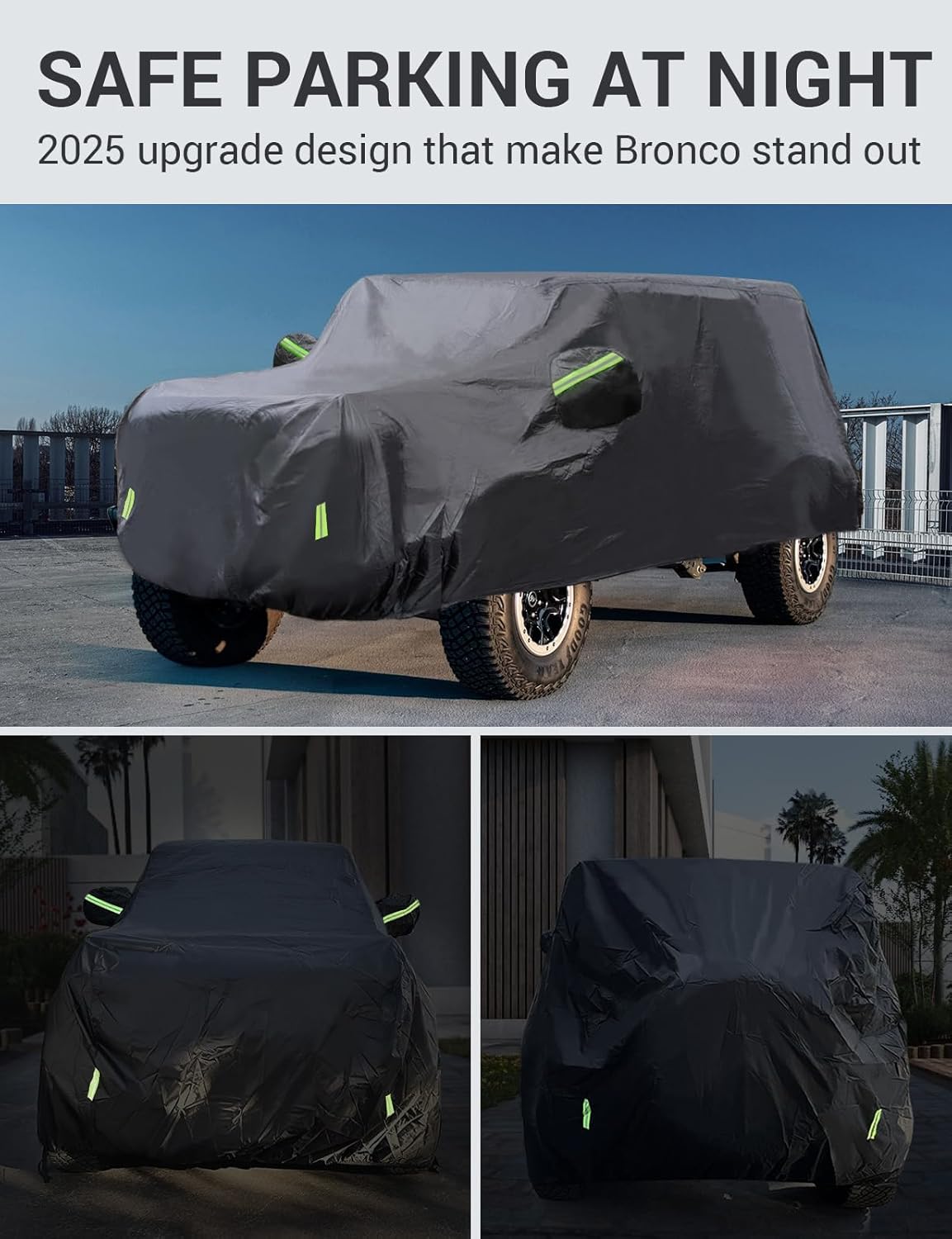 Proadsy 2025 Upgrade Car Cover Compatible with Ford Bronco 4 Door 2021-2024 2025 Windproof All Weather Waterproof Sun Rain UV Dust Snow Protection Outdoor Covers