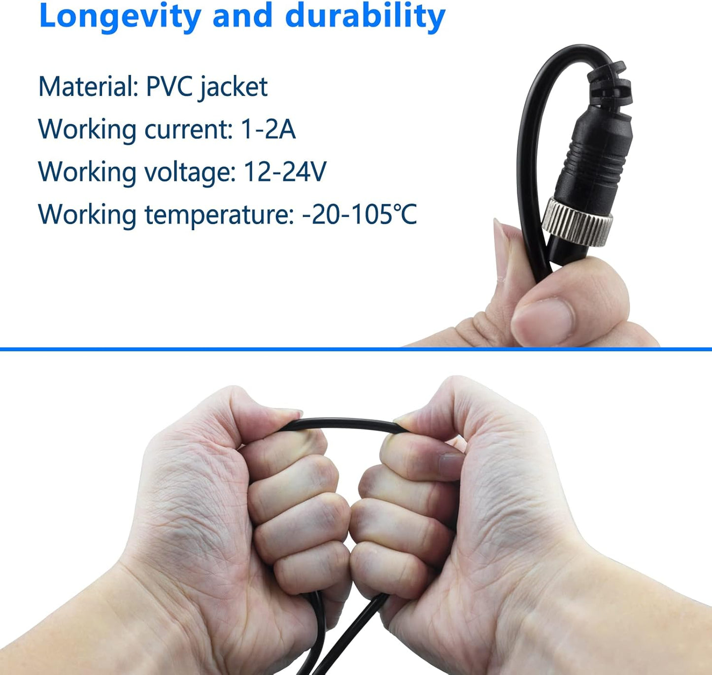 4-pin Aviation Video Extension Cable, Lonlonty Backup Camera Extension Cable for Car, Trailer, Bus, Truck Reversing Rear View Camera.(33FT/10M)