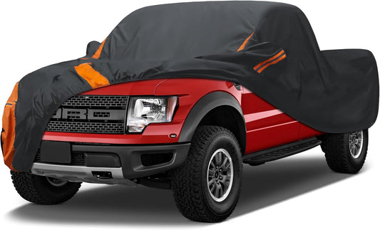 Heavy Duty Waterproof Car Cover for Cars, SUVs, Trucks All Weather, UV Resistant, Dustproof, and Snowproof Fit Tuck Lenth 210-230 inches.
