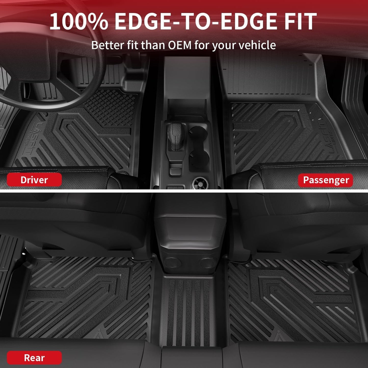 LASFIT Floor Mats and Trunk Mat for Honda Accord Sedan 2023 2024 2025 2026 (Include Gasoline & Hybrid), All Weather TPE Floor Liners 1st & 2nd Row & Cargo Mat Full Set, Black