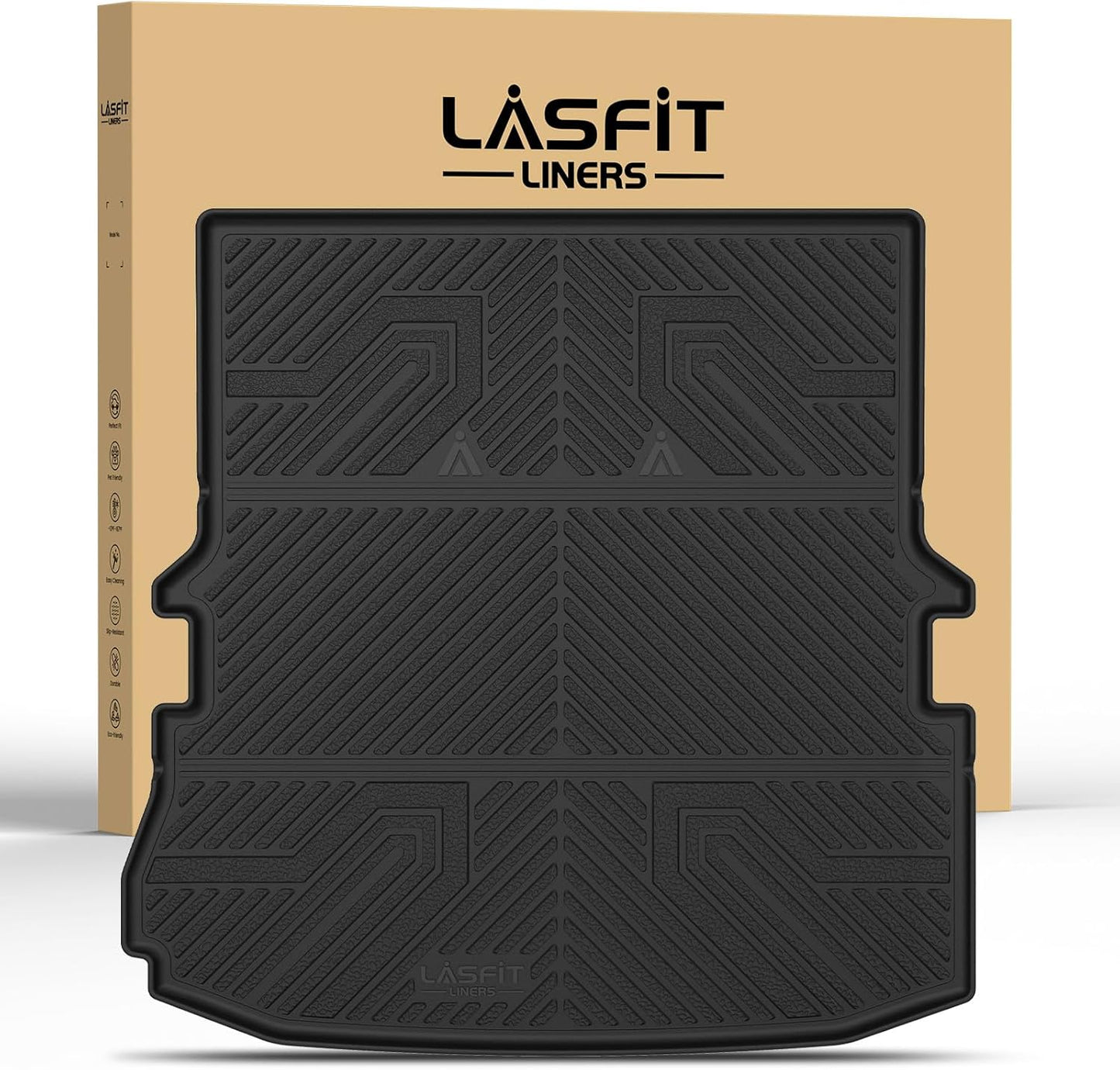LASFIT Trunk & Backrest Mat for Ford Explorer 2015-2019, Custom Fit All Weather Protector TPE One-Piece Design Easy Installation Trunk with Seatback Mat, 1pc Black