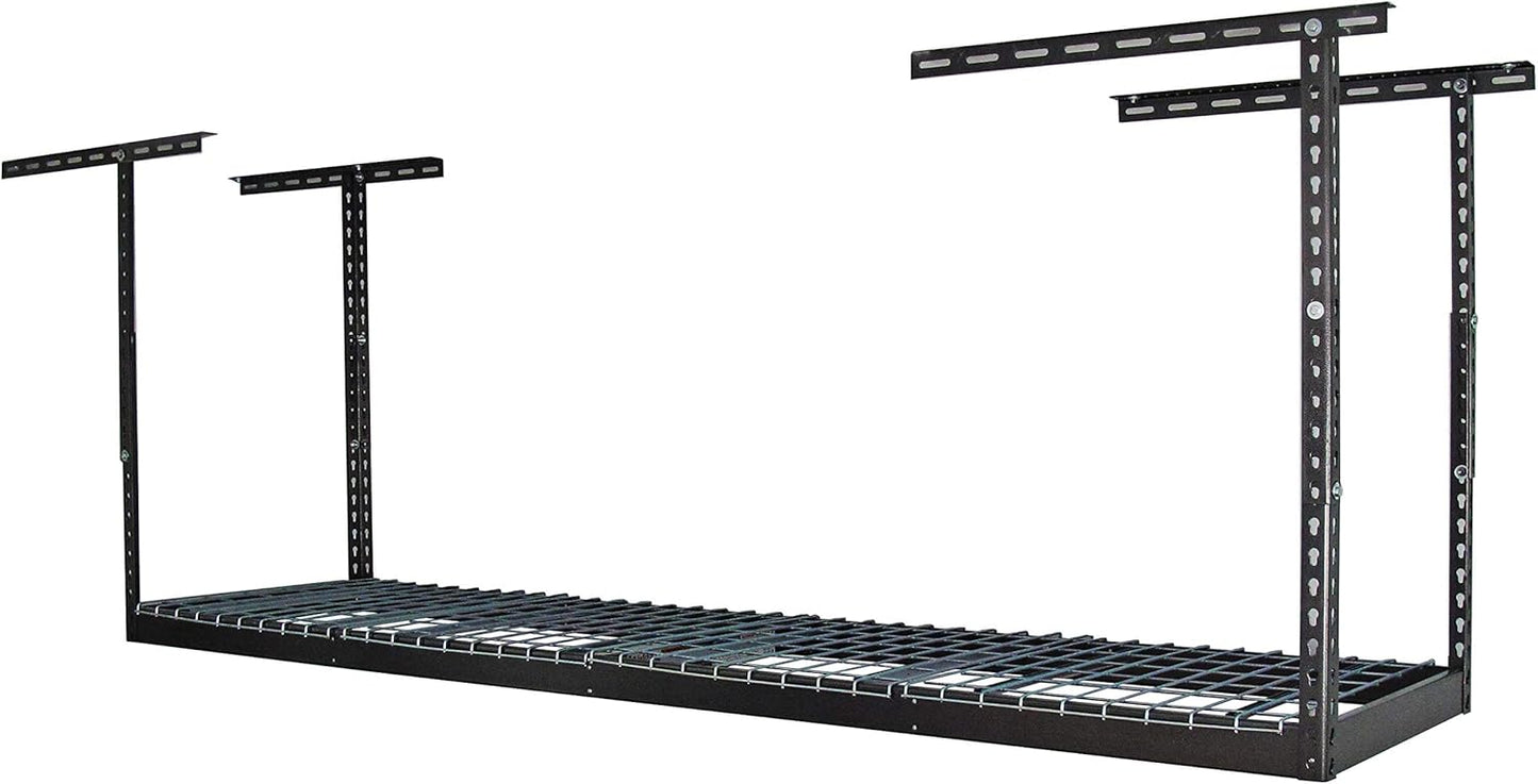 MonsterRax Overhead Garage Storage Rack 2x8, Ceiling Mounted Shelving, Adjustable Hanging Organizer, Heavy Duty Steel, 350 Pound Capacity, Color: Hammertone, Adjusts 18-33" from Ceiling