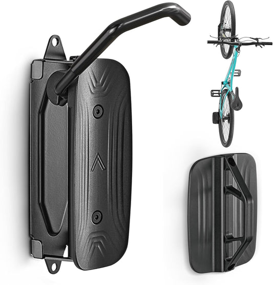 monTEK Swivel Bike Wall Mount, Bike Hangers for Garage, Space-Saving Vertical Bike Rack, Sturdy Bike Storage Rack Holds Up to 66lbs, Easy to Install, Black