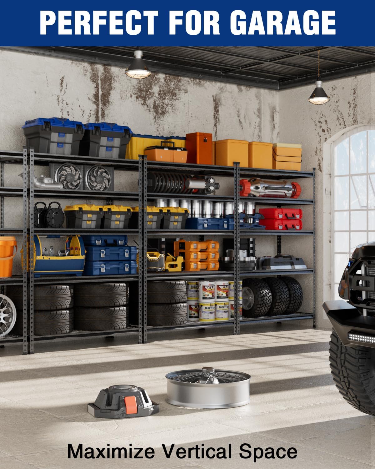 WORKPRO 5-Tier Heavy Duty Metal Shelving Unit, 72”H x 48”W x 24”D, Adjustable Storage Rack with 4000 lbs Capacity, for Garage, Basement, Workshop, Warehouse