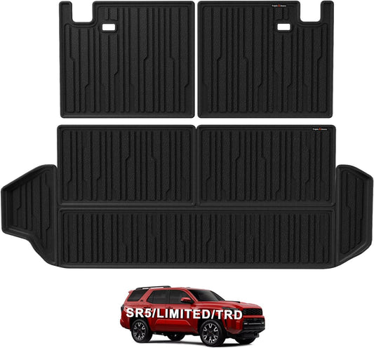 TripleAliners Trunk Mat & Rear Seatback Mat Fit for Toyota 2025 4Runner All Weather TPE Liners Accessories Custom Fit 6th Generation 4Runner TPE Heavy-Duty Covers(Only for 7 Seats)