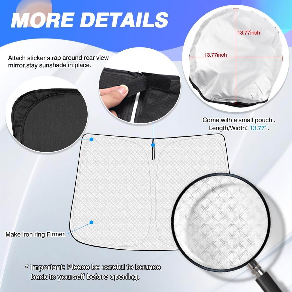 Windshield Sun Shade for 2021-2025 2026 Nissan Rogue (Not for Rogue Sport) Thicken 6-Layer Foldable Front Window Sunshade Cover Sun Visor Protector Block UV Rays Keep Vehicle Cool