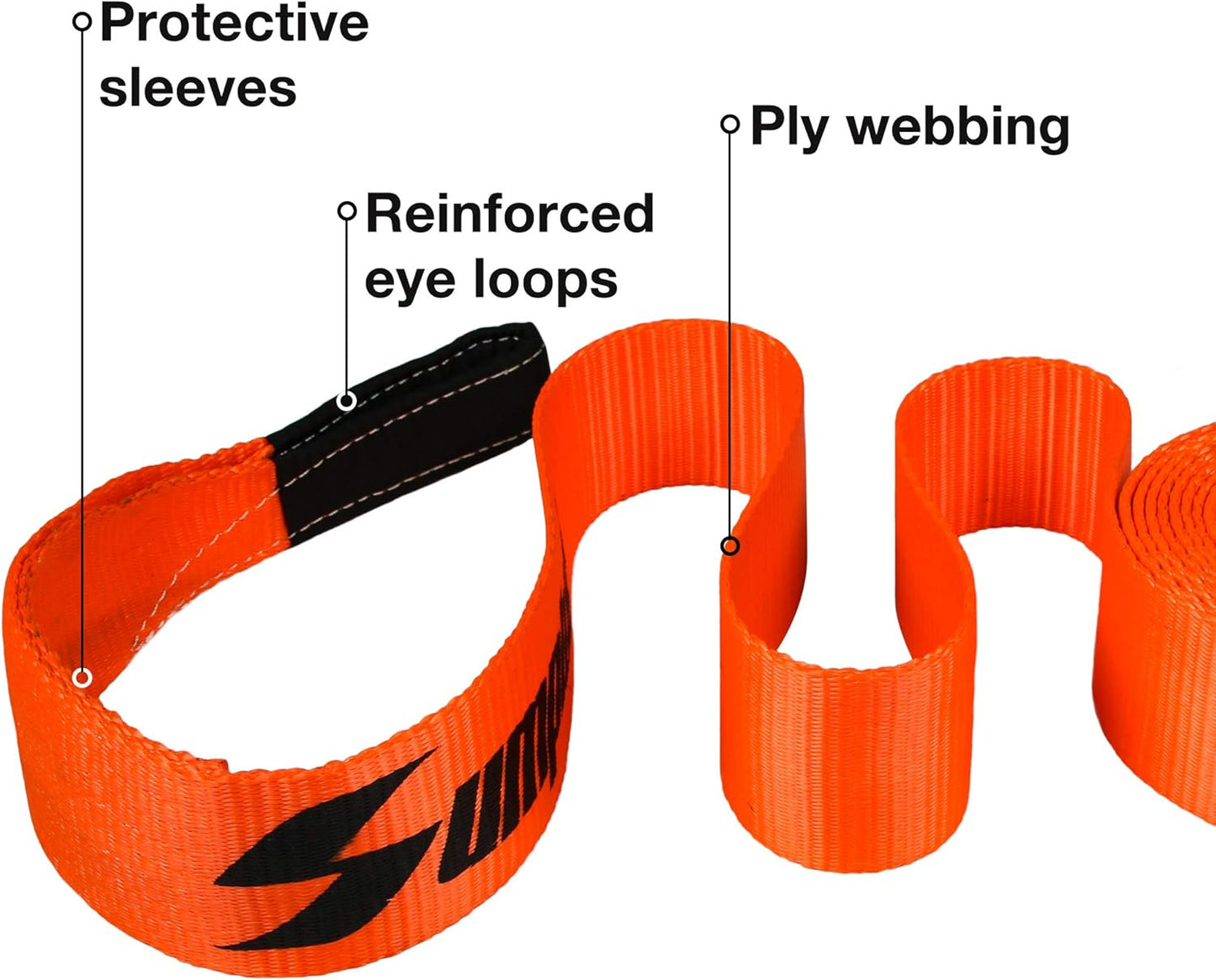 Recovery Tow Strap 3in X 30ft Heavy Duty 30,000 lbs Break Strength, Use for Emergency Towing Rope, Tree Saver, Winch Extension, Triple Reinforced Loops, Protective Sleeves,Car Accessories